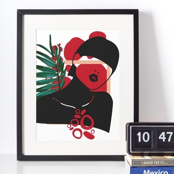 Modern Wall Art Print Tropical Girl Unframed - Picture 3 of 10